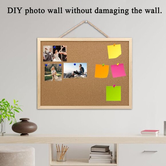 Cork Board Bulletin Board, 15.7"X 11.81" pin Boards for Walls, Oak Wood Finish F - Picture 3 of 7